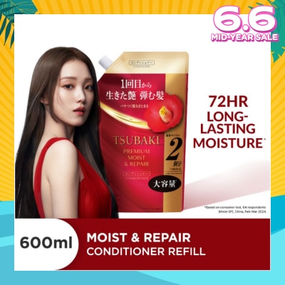 TSUBAKI Premium Moist & Repair Conditioner Refill (72 Hours Moisture Retention, Instant Hydration & Improves Frizzy Hair) 600ml