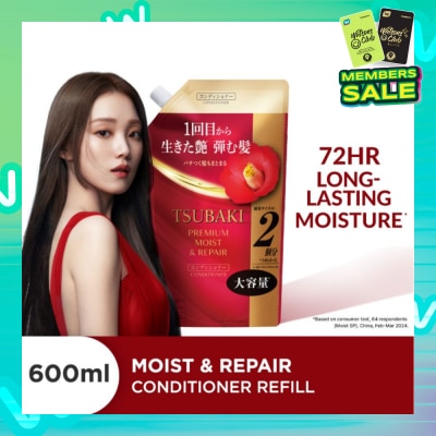 TSUBAKI Premium Moist & Repair Conditioner Refill (72 Hours Moisture Retention, Instant Hydration & Improves Frizzy Hair) 600ml