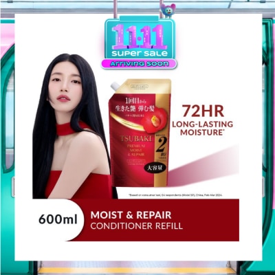 TSUBAKI Premium Moist & Repair Conditioner Refill (72 Hours Moisture Retention, Instant Hydration & Improves Frizzy Hair) 600ml image