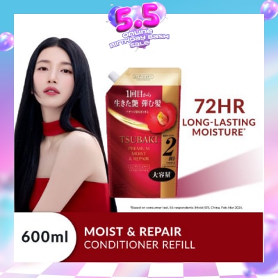 TSUBAKI - Premium Moist & Repair Conditioner Refill (72 Hours Moisture Retention, Instant Hydration & Improves Frizzy Hair) 600ml
