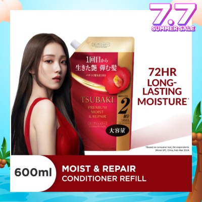 TSUBAKI Premium Moist & Repair Conditioner Refill (72 Hours Moisture Retention, Instant Hydration & Improves Frizzy Hair) 600ml