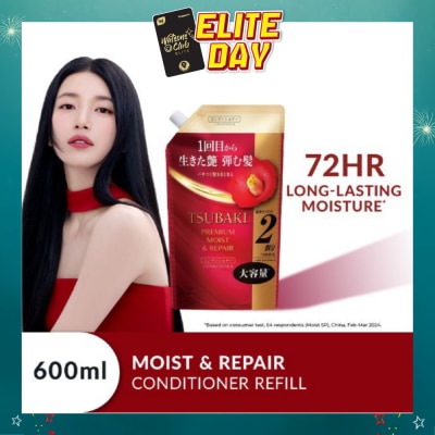 TSUBAKI - Premium Moist & Repair Conditioner Refill (72 Hours Moisture Retention, Instant Hydration & Improves Frizzy Hair) 600ml