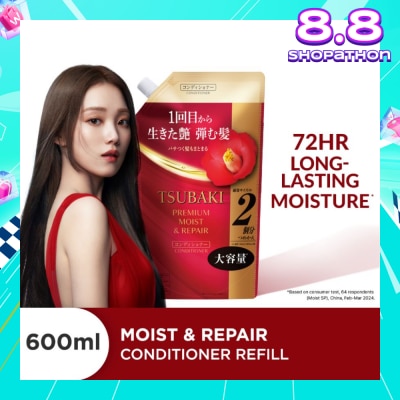 TSUBAKI Premium Moist & Repair Conditioner Refill (72 Hours Moisture Retention, Instant Hydration & Improves Frizzy Hair) 600ml