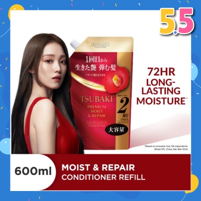 TSUBAKI Premium Moist & Repair Conditioner Refill (72 Hours Moisture Retention, Instant Hydration & Improves Frizzy Hair) 600ml