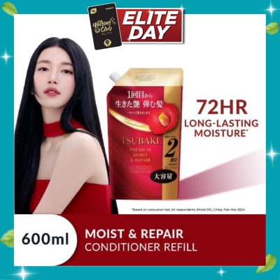 TSUBAKI Premium Moist & Repair Conditioner Refill (72 Hours Moisture Retention, Instant Hydration & Improves Frizzy Hair) 600ml image