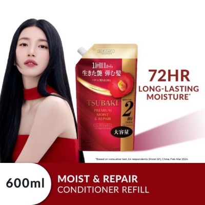 TSUBAKI - Premium Moist & Repair Conditioner Refill (72 Hours Moisture Retention, Instant Hydration & Improves Frizzy Hair) 600ml