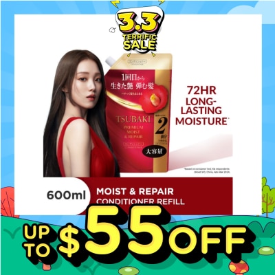 TSUBAKI Premium Moist & Repair Conditioner Refill (72 Hours Moisture Retention, Instant Hydration & Improves Frizzy Hair) 600ml