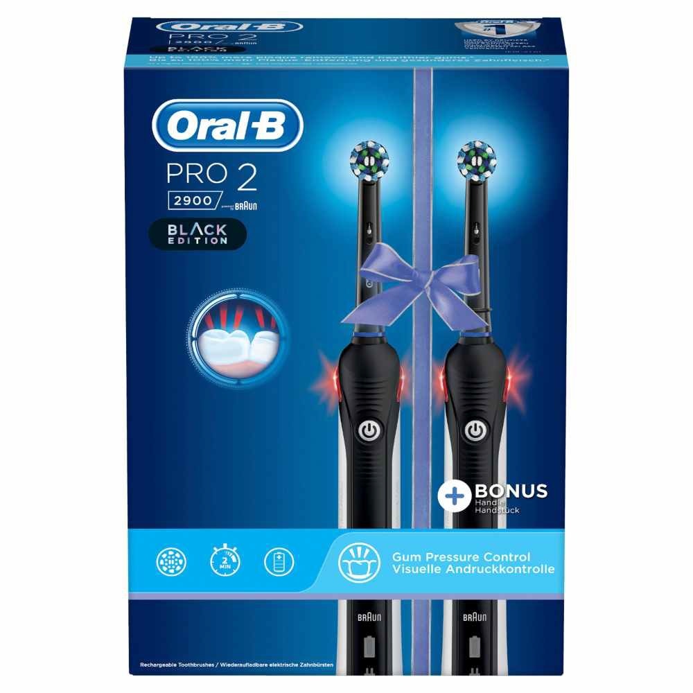 Pro 2 2900 Dual Handle Pack Black Edition (For Healthier Gums and Up to 100% More Plaque Removal)