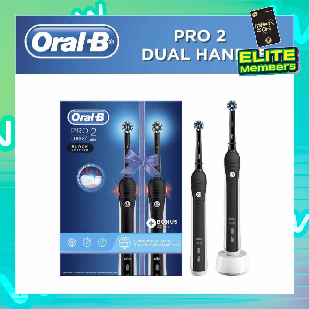 Pro 2 2900 Dual Handle Pack Black Edition (For Healthier Gums and Up to 100% More Plaque Removal)