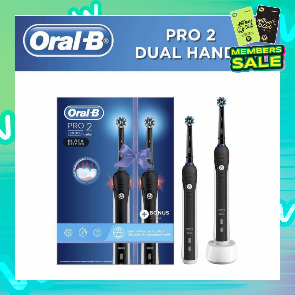 Pro 2 2900 Dual Handle Pack Black Edition (For Healthier Gums and Up to 100% More Plaque Removal)