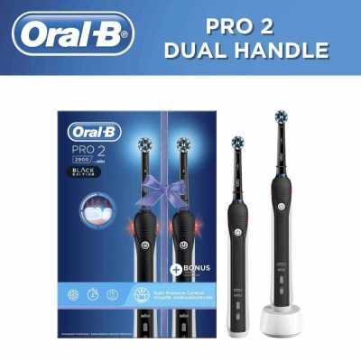 ORAL-B Pro 2 2900 Dual Handle Pack Black Edition (For Healthier Gums and Up to 100% More Plaque Removal)