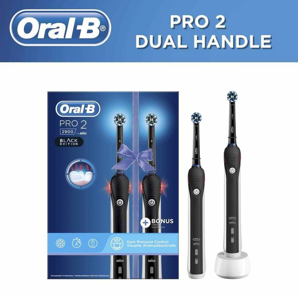 Pro 2 2900 Dual Handle Pack Black Edition (For Healthier Gums and Up to 100% More Plaque Removal)