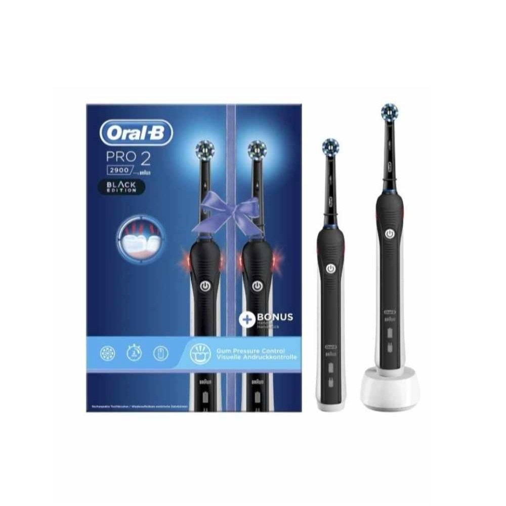 Pro 2 2900 Dual Handle Pack Black Edition (For Healthier Gums and Up to 100% More Plaque Removal)