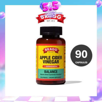 BRAGG - Balance Apple Cider Vinegar + Ashwagandha Dietary Supplement Capsule 90s