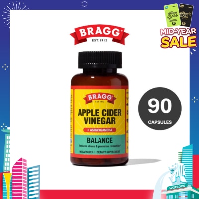 BRAGG Balance Apple Cider Vinegar + Ashwagandha Dietary Supplement Capsule 90s