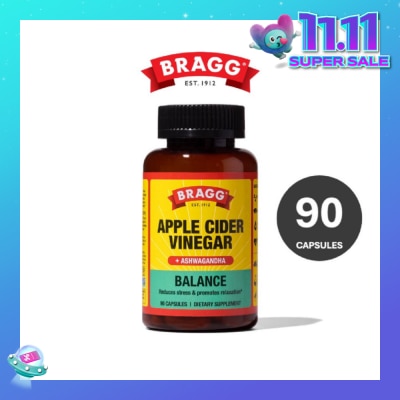 BRAGG Balance Apple Cider Vinegar + Ashwagandha Dietary Supplement Capsule 90s