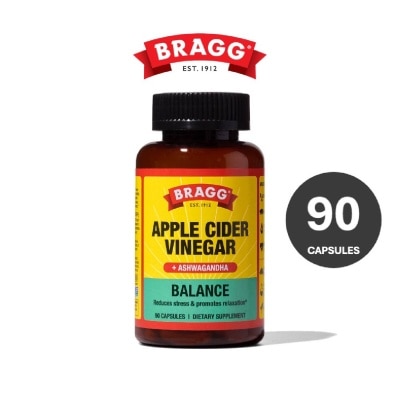 BRAGG Balance Apple Cider Vinegar + Ashwagandha Dietary Supplement Capsule 90s