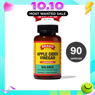 BRAGG Balance Apple Cider Vinegar + Ashwagandha Dietary Supplement Capsule 90s (Expiry: May`2027) image