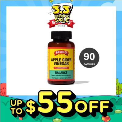 BRAGG Balance Apple Cider Vinegar + Ashwagandha Dietary Supplement Capsule 90s