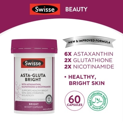 SWISSE Beauty Asta-Gluta Bright Soft Capsule (To Supports Healthy Bright Skin, Skin Hydration & Elasticity) 60s