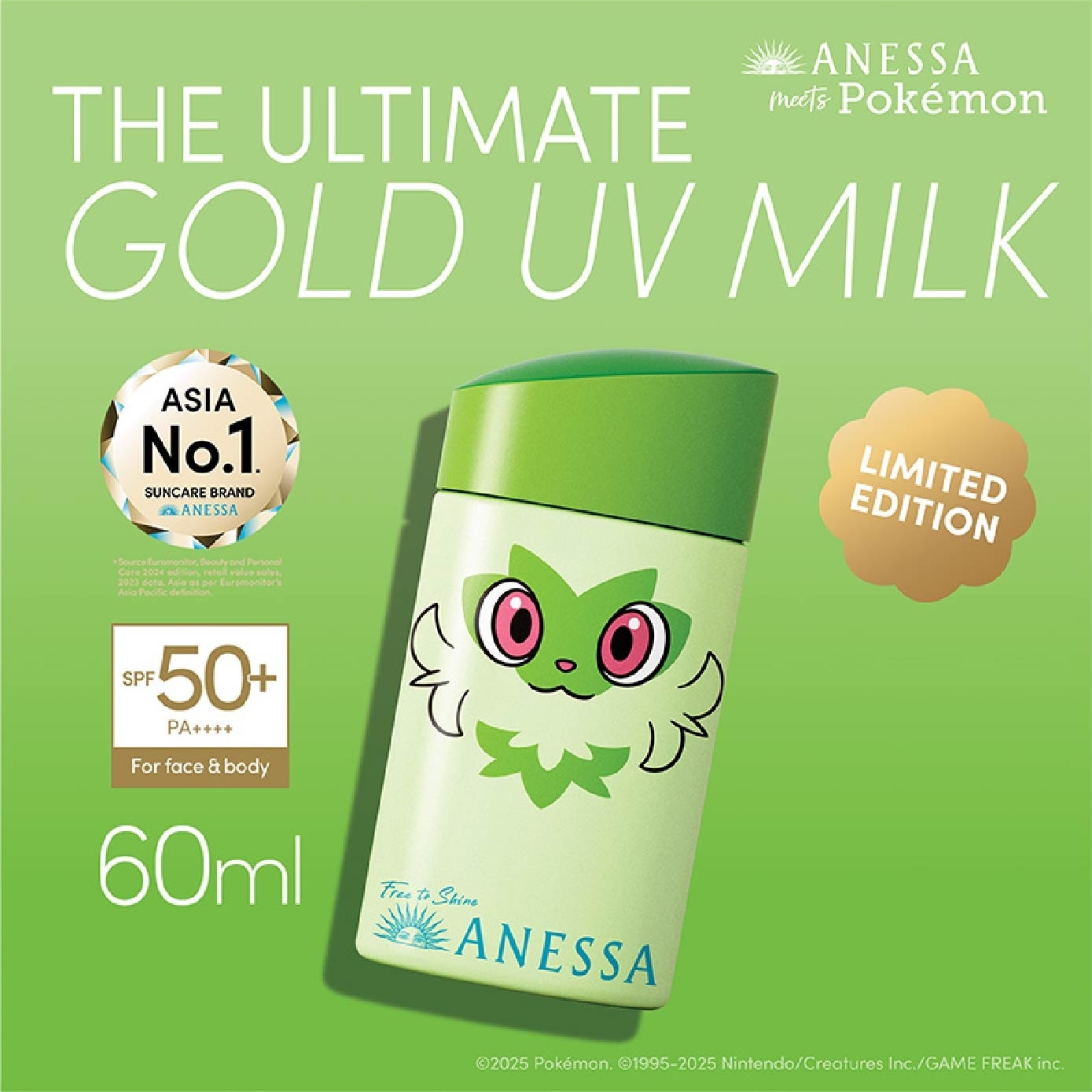Perfect UV Sunscreen Skincare Milk SPF50+ PA++++ Sprigatito 60ml