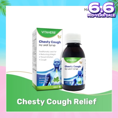 VITAHERB Chesty Cough Ivy Leaf Syrup (For Reducing Phlegm, Throat Irritation & Cough) 100ml