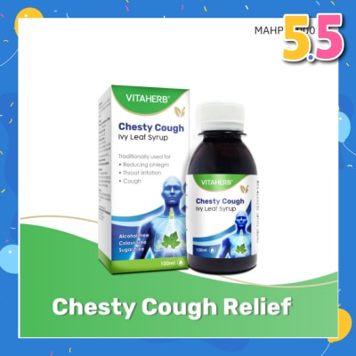 VITAHERB Chesty Cough Ivy Leaf Syrup (For Reducing Phlegm, Throat Irritation & Cough) 100ml