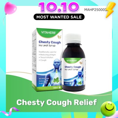 VITAHERB Chesty Cough Ivy Leaf Syrup (For Reducing Phlegm, Throat Irritation & Cough) 100ml image