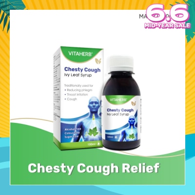 VITAHERB Chesty Cough Ivy Leaf Syrup (For Reducing Phlegm, Throat Irritation & Cough) 100ml