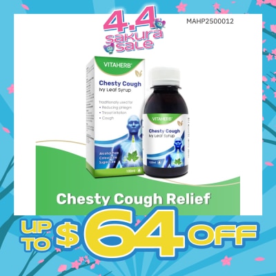 VITAHERB - Chesty Cough Ivy Leaf Syrup (For Reducing Phlegm, Throat Irritation & Cough) 100ml