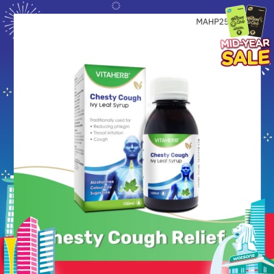 VITAHERB Chesty Cough Ivy Leaf Syrup (For Reducing Phlegm, Throat Irritation & Cough) 100ml