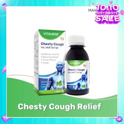 VITAHERB Chesty Cough Ivy Leaf Syrup (For Reducing Phlegm, Throat Irritation & Cough) 100ml