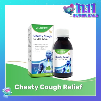 VITAHERB Chesty Cough Ivy Leaf Syrup (For Reducing Phlegm, Throat Irritation & Cough) 100ml