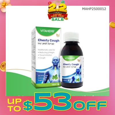 VITAHERB Chesty Cough Ivy Leaf Syrup (For Reducing Phlegm, Throat Irritation & Cough) 100ml