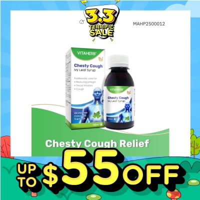 VITAHERB Chesty Cough Ivy Leaf Syrup (For Reducing Phlegm, Throat Irritation & Cough) 100ml