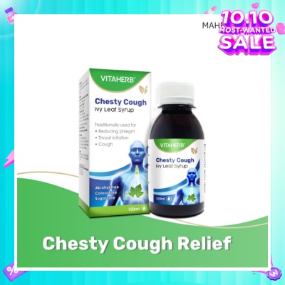 VITAHERB Chesty Cough Ivy Leaf Syrup (For Reducing Phlegm, Throat Irritation & Cough) 100ml