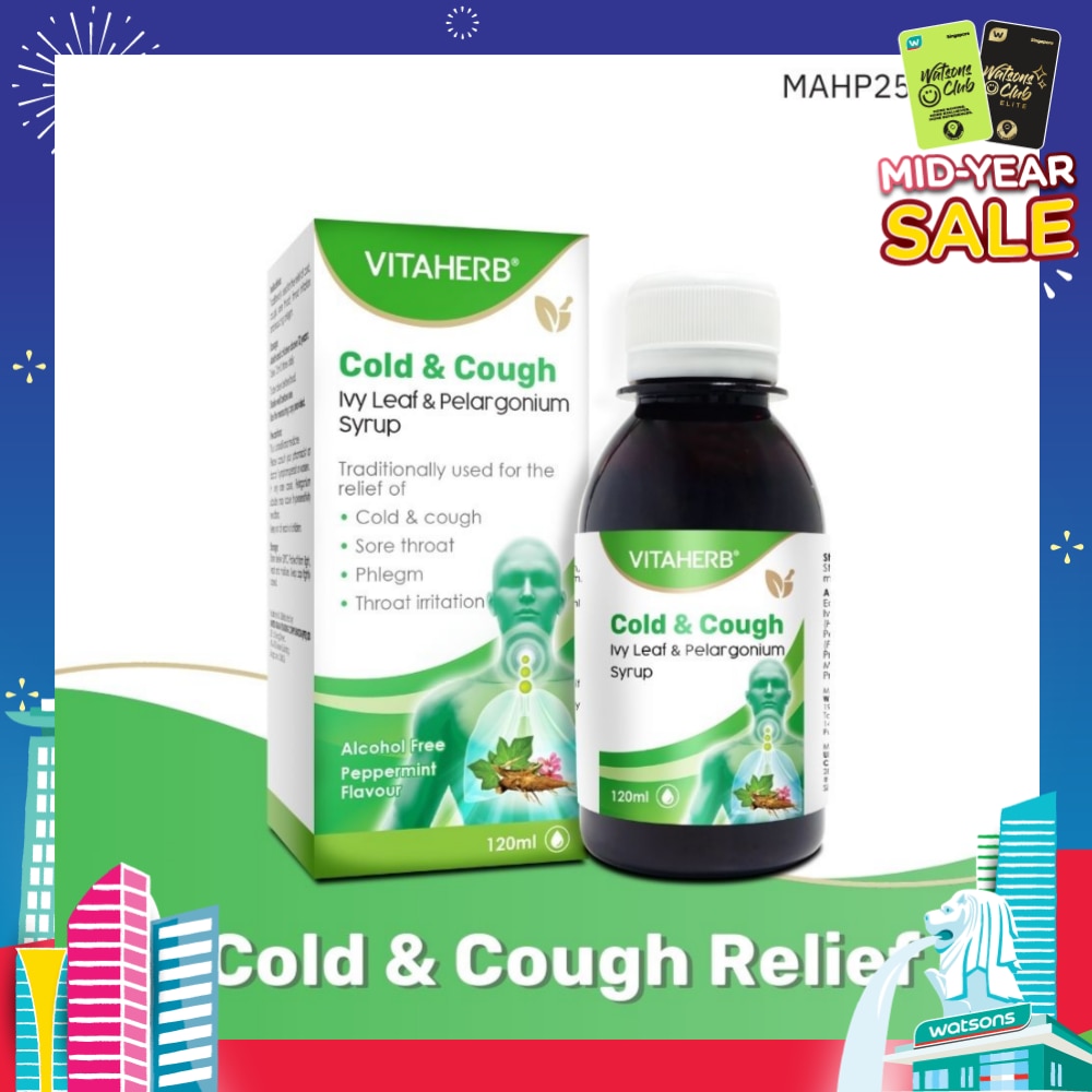 Cold & Cough Ivy Leaf & Pelargonium Syrup (To Relief Cold & Cough, Sore Throat, Phlegm & Throat Irritation) 120ml