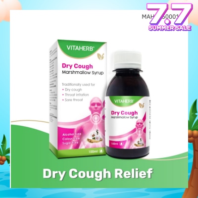 VITAHERB Dry Cough Marshmallow Syrup (For Dry Cough, Throat Irritation & Sore Throat) 100ml
