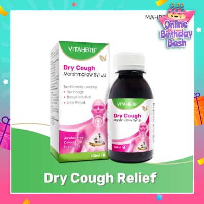 VITAHERB Dry Cough Marshmallow Syrup (For Dry Cough, Throat Irritation & Sore Throat) 100ml