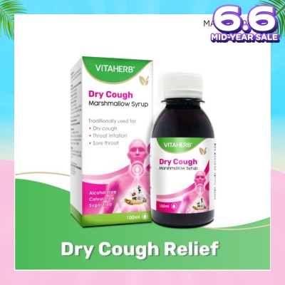 VITAHERB Dry Cough Marshmallow Syrup (For Dry Cough, Throat Irritation & Sore Throat) 100ml