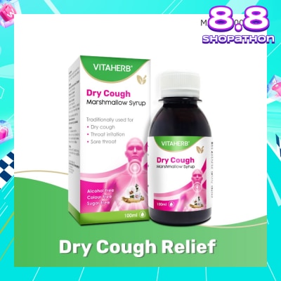 VITAHERB Dry Cough Marshmallow Syrup (For Dry Cough, Throat Irritation & Sore Throat) 100ml