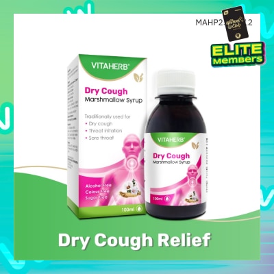 VITAHERB Dry Cough Marshmallow Syrup (For Dry Cough, Throat Irritation & Sore Throat) 100ml