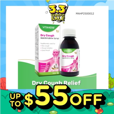 VITAHERB Dry Cough Marshmallow Syrup (For Dry Cough, Throat Irritation & Sore Throat) 100ml
