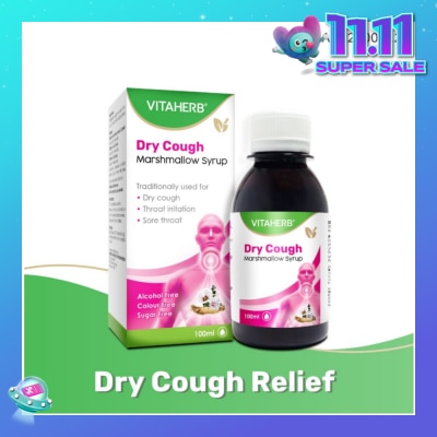 VITAHERB Dry Cough Marshmallow Syrup (For Dry Cough, Throat Irritation & Sore Throat) 100ml