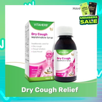 VITAHERB Dry Cough Marshmallow Syrup (For Dry Cough, Throat Irritation & Sore Throat) 100ml