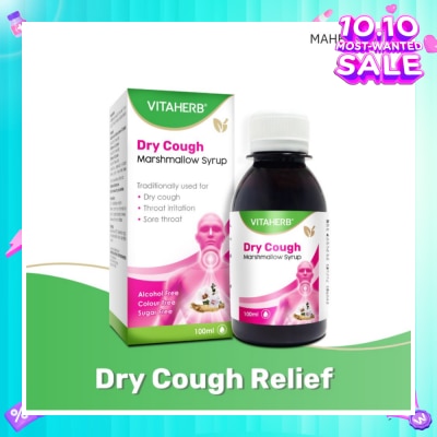 VITAHERB Dry Cough Marshmallow Syrup (For Dry Cough, Throat Irritation & Sore Throat) 100ml