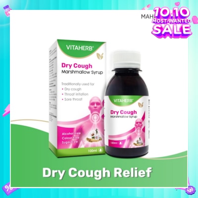 VITAHERB Dry Cough Marshmallow Syrup (For Dry Cough, Throat Irritation & Sore Throat) 100ml