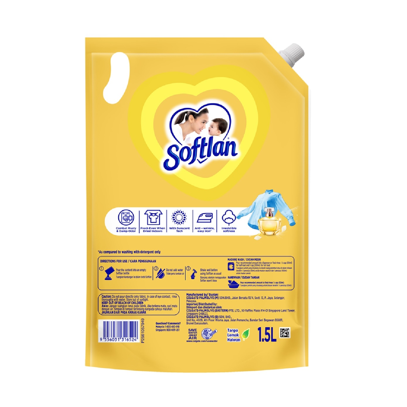 Sunshine Bloom Fabric Softener Refill Pack 1.5L image