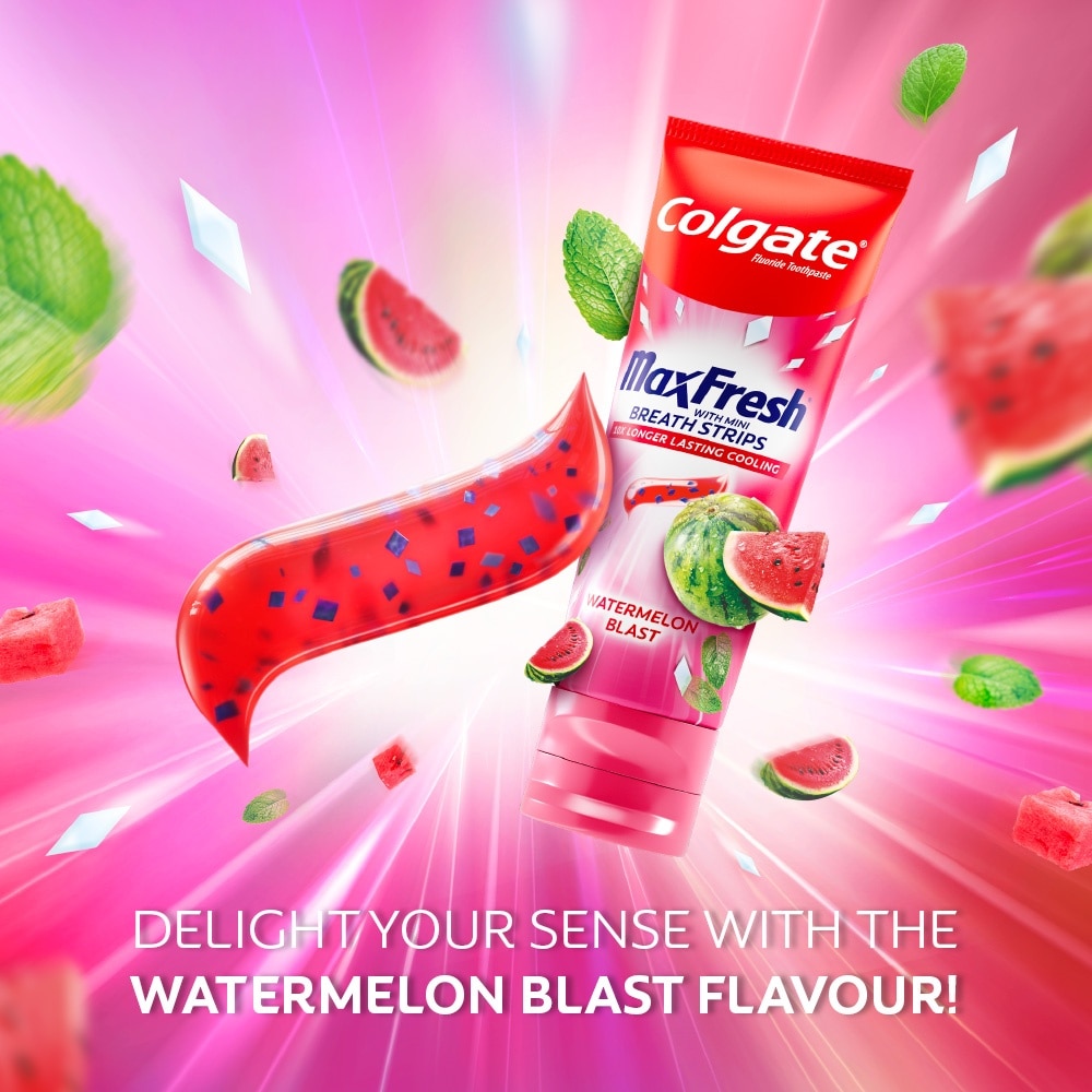 Max Fresh With Mini Breath Strip Watermelon Blast Toothpaste 100g