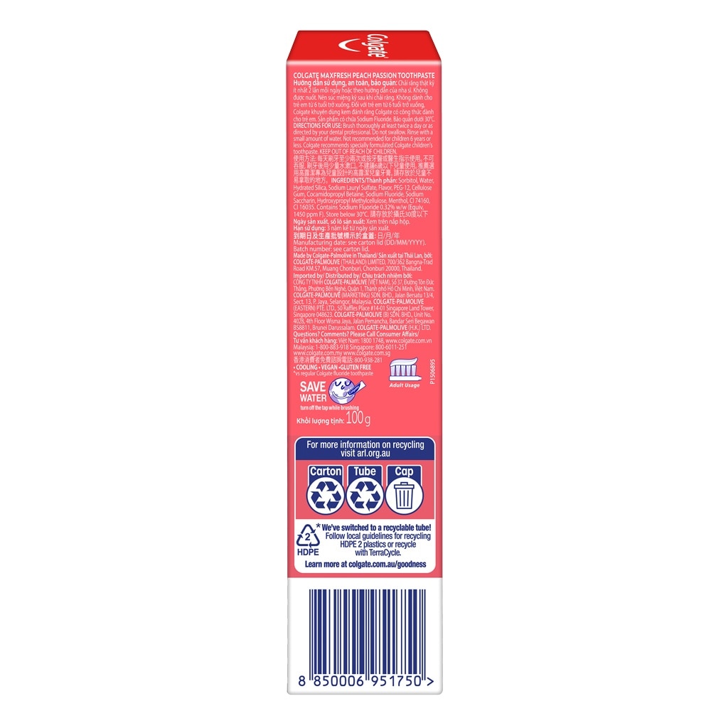 Max Fresh With Mini Breath Strip Peach Passion Toothpaste 100g